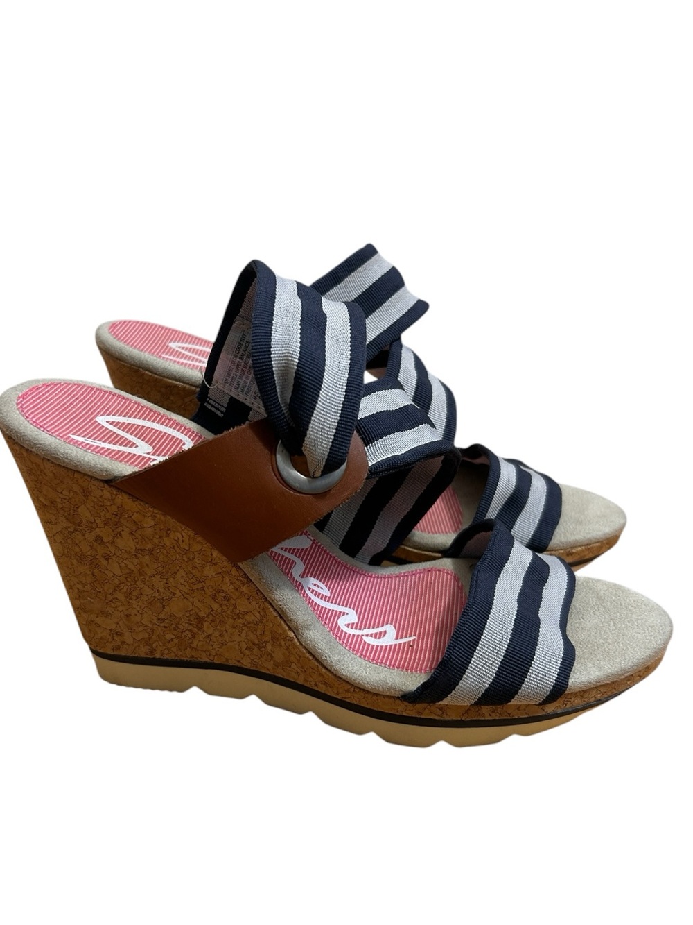 Skechers Blue & White Striped Cork Sandals size 8